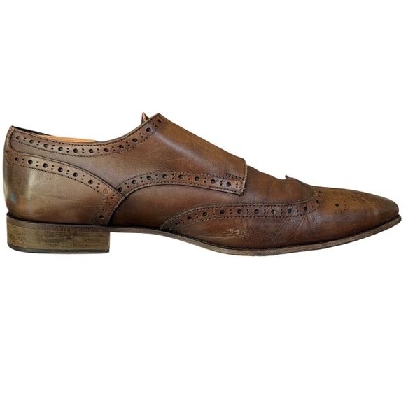 John Bakers Brown Leather Semi Brogue Double Monk Strap Shoes Mens 43.5 US 10 main image 12